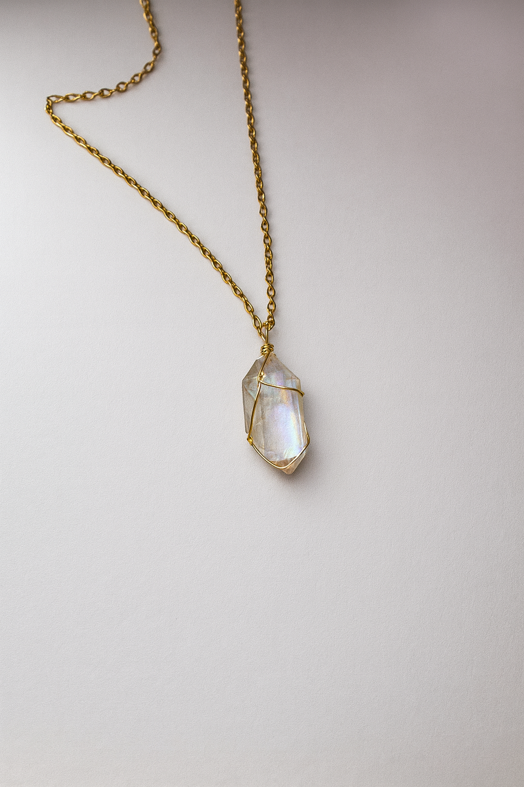 Quartz Crystal necklace- Golden Aura