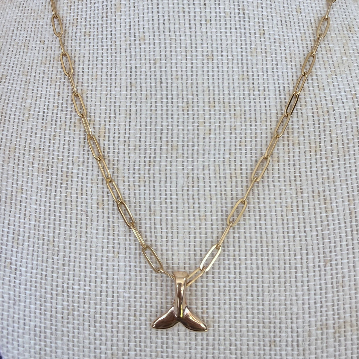 Stainless Steel Whale Tail - Paperclip Necklace